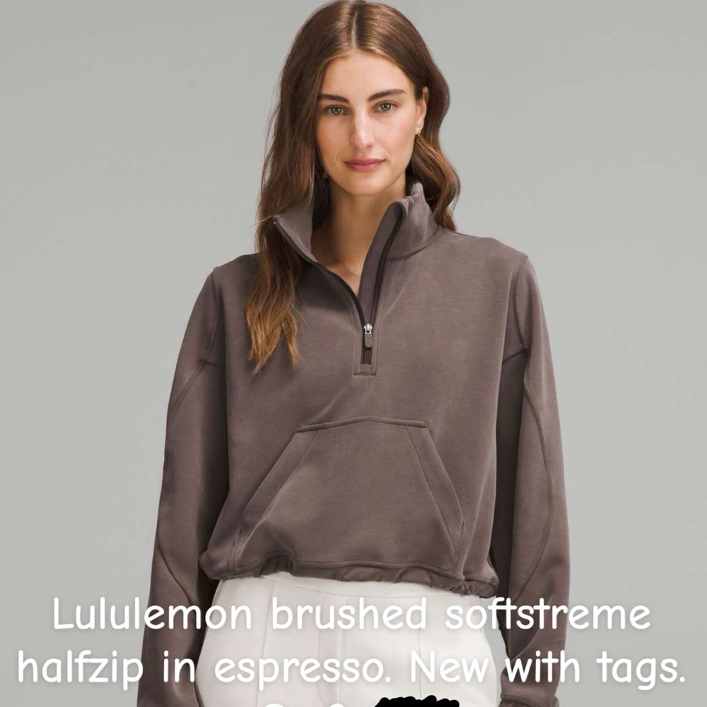 Lululemon brushed softstreme halfzip sweatshirt pullover sweater -NWT - espresso